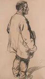 Study of a bearded man wearing a large coat Signed and dated F Dodd/1908 by Francis Dodd, Charcoal, sold Dec 2021
