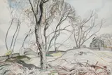 Landscape with felled trees Signed Averil Burleigh by Averil Burleigh, Pencil and watercolour, sold Dec 2021