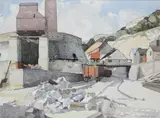 View of a quarry Signed Averil Burleigh by Averil Burleigh, Pencil and watercolour, sold Dec 2021