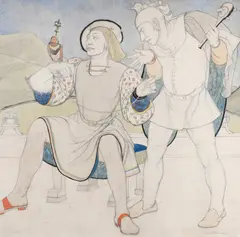 The Falconer and the Jester Signed Averil Burleigh by Averil Burleigh, Pencil and watercolour, offered Dec 2021