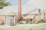 Farmworkers outside a Sussex barn Signed VERONICA/BURLEIGH by Veronica Burleigh, Pencil and watercolour, offered Dec 2021