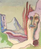 Figure in a mountainous landscape by Gabriel van Schnell, 1946, Watercolour, ink and wash Largest, sold Dec 2021