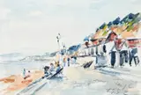 Figures on a promenade by the sea Signed Feigl/1952 by Bedřich Feigl, Watercolour, sold Dec 2021