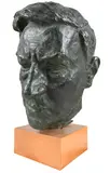 Portrait of James Larkin by Willi Soukop, Bronze with green patina on a wooden base, sold Dec 2021