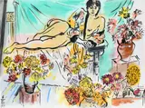 Nude and flowers by Edward Piper, Watercolour and bodycolour; Watercolour, bodycolour and ink, sold Dec 2021