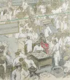 The fish market Signed and dated Clare Atwood/1913 by Clare Atwood, Pencil, watercolour and bodycolour, sold Dec 2021