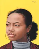 Portrait of Niqui Wigley Signed and dated Norman/2004 by Norman Douglas Hutchinson, Tempera on board, sold Dec 2021