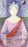Study for the portrait of HM Queen Elizabeth by Norman Douglas Hutchinson, Mixed media on joined paper, offered Dec 2021