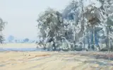 Landscape with pheasants by a grove of trees Signed Ken Moroney by Ken Moroney, Watercolour, offered Dec 2021