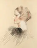 Portrait of the artist's wife by Paul César Helleu, drawing, sold Dec 2021