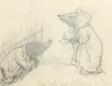 Mrs Mole Was Sitting Up For Him by Ernest Howard Shepard, Pencil, sold Dec 2021