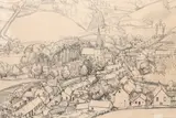 View of a village in a valley Signed R Schwabe by Randolph Schwabe, Pencil and charcoal, offered Dec 2021