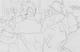 The Café Royal: Upstairs by Charles Robinson Sykes, pencil, sold Dec 2021