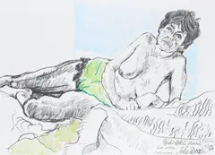 Study of Patti Bratby by John Bratby, Pencil and pastel, sold Dec 2021