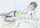 Study of Patti Bratby by John Bratby, Pencil and pastel, sold Dec 2021