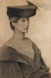 Portrait of Averil Burleigh by Charles H. H. Burleigh, Charcoal, sold Dec 2021