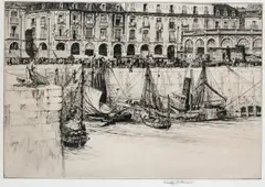 Les Arcades, Dieppe Signed Stanley Anderson (in pen to margin) Drypoint 20.7 x 31.6cm by Stanley Anderson, Drypoint, sold Dec 2021