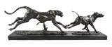 Cheetah and warthog Signed and numbered 2/5 D by D Montagu, Bronze on a painted wooden base, sold Dec 2021