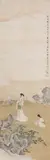 LADIES IN A GARDEN A Chinese painting by Xu Bangda, ink and colour on paper, sold Nov 2021