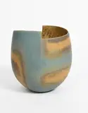 A hand-built stoneware vase with stepped rim by John Ward, oil, sold Oct 2021