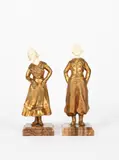 Dutch boy and Dutch Girl gilt bronze and ivory by Solange Bertrand, bronze and ivory, offered Oct 2021
