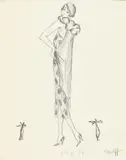 Woman in a Evening Dress by Dorte Clara Dodo Burgner, 1924, pencil on paper, sold Oct 2021