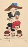 Society Portraits by Dorte Clara Dodo Burgner, pencil and ink on paper, sold Oct 2021