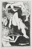 Persephone with two Musicians Ascalaphus by Eric James Mellon, lithograph on paper, sold Oct 2021