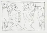 Persephone with a Flautist by Eric James Mellon, Lithograph on paper, offered Oct 2021
