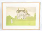 The Country House by Lynton Lamb, Print by Lynton Lamb of canal boats, framed signed with monogram in the print, sold Oct 2021
