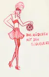 Das Madchen Mit Dem Glucksrad by Dorte Clara Dodo Burgner, ink on paper, sold Oct 2021