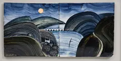 The Lake by Night by James Campbell, watercolor, sold Aug 2021
