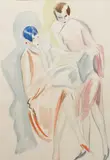 Lady with Blue Hair by Dorte Clara Dodo Burgner, watercolour on paper, sold Aug 2021
