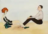 The Beach Rendezvous by Dorte Clara Dodo Burgner, watercolour on paper, sold Aug 2021