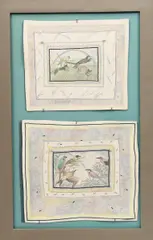 Cats and Birds two ceramic plaques on common mount by Joanna Veevers, print (other), sold Aug 2021