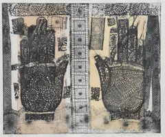 Hands by Joanna Veevers, lithograph on paper, offered Aug 2021