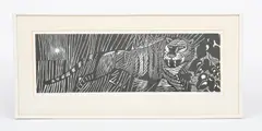 The Tyger linocut on paper by Edward Bawden, linocut on paper, sold Aug 2021