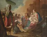 The adoration of the Magi Oil by Francesco Fontebasso, Oil on canvas, sold Aug 2021