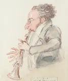 David de Groot playing the clarinet Pencil by Alfred Edward Chalon, Pencil, pen and ink, and watercolour, sold Aug 2021