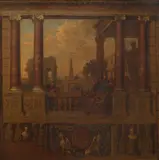 Figures on a classical terrace by James Thornhill, Oil on canvas, sold Aug 2021