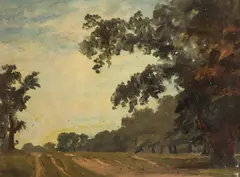 Hyde Park from the artist's painting room window at Knightsbridge by George Garrard, 1793, oil on card, sold Aug 2021