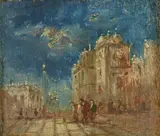 Figures in an Italian piazza Oil by James Hollland Ows, Oil on panel, sold Aug 2021
