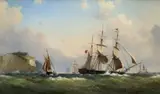 Shipping off Scratchell's Bay by Wilhelm Melbye, Oil on canvas, offered Aug 2021
