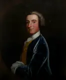 Portrait of a gentleman wearing a blue coat and yellow waistcoat by Arthur Pond, Oil on canvas, offered Aug 2021