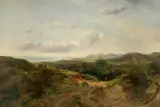 Travellers on a path near the Pembrokeshire coast Signed Niemann by Edmund John Niemann, Oil on canvas, sold Aug 2021