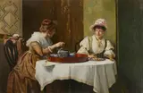 Tea-time Signed and dated R Paton Reid 1887 by R. Paton Reid, Oil on canvas, sold Aug 2021