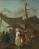A village fête by Philibert-Louis Debucourt, Oil on panel, offered Aug 2021