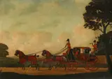 The London to Maldon coach Indistinctly by John Cordrey, Oil on canvas, sold Aug 2021