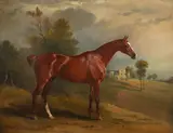A bay hunter in the park at Croxton by John Ferneley Snr., oil on canvas, sold Aug 2021