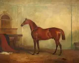 A chestnut hunter in a loose box by John Ferneley Snr., oil, sold Aug 2021